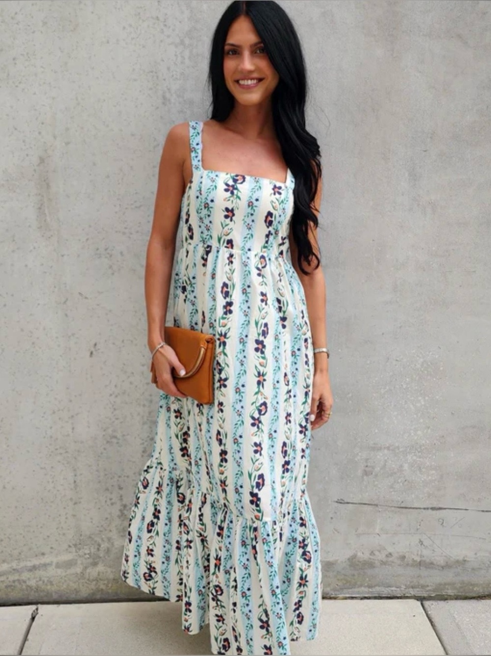Mable Floral Striped Maxi Dress